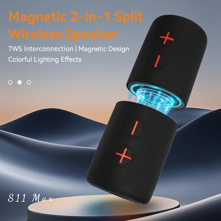 2 in 1 Magnetischer Dual Splittable Bluetooth Lautsprecher, 40W Tragbare Wireless Lautsprecher mit D