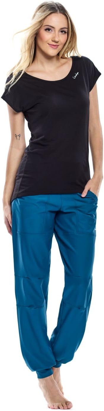 Winshape Damen Ultra leichtes Modal-Kurzarmshirt mit abgerundetem Saum MCT013 M Schwarz, M Schwarz