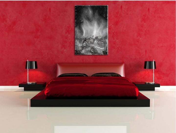 Pixxprint Loderndes Feuer als Leinwandbild/Grösse: 100x70 cm/Wandbild/Kunstdruck/fertig bespannt, 10