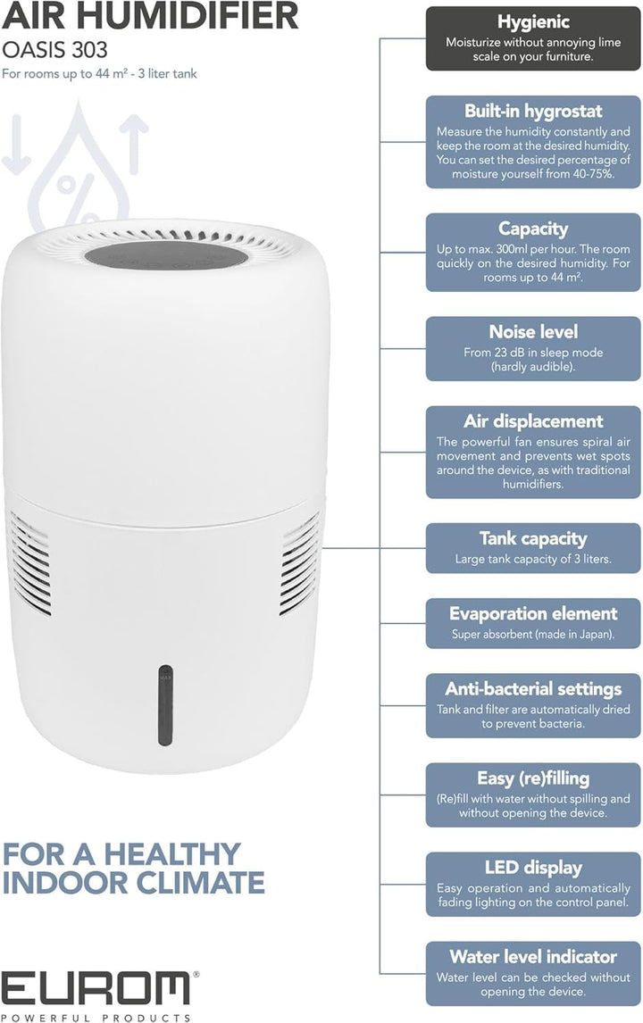 EUROM Oasis 303 WiFi Luftbefeuchter bis 300 ml/h