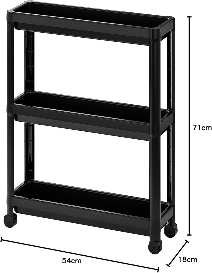 IKEA Rollwagen, 54 x 18 x 71 cm, schwarz – Metall, 6,0 kg Maximalgewicht, Stufenregal, inklusive Pfl