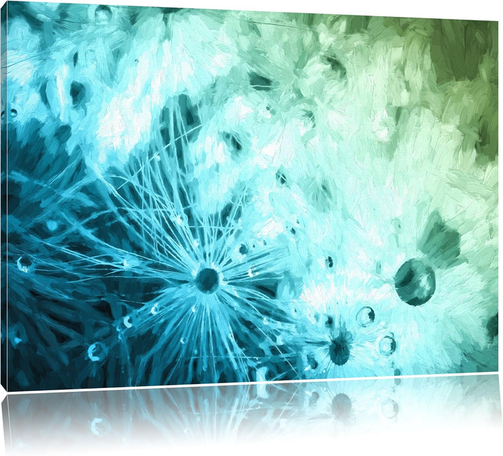 Pixxprint Pusteblume mit Wassertropfen als Leinwandbild/Grösse: 100x70 / Wandbild/Kunstdruck/fertig