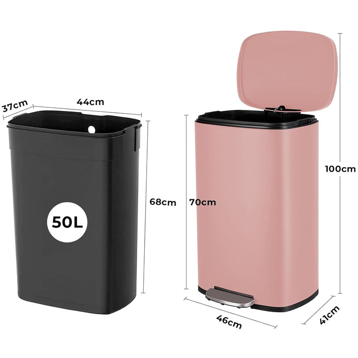 LIFERUN Mülleimer 50l aus Edelstahl, Abfalleimer mit Deckel, Soft-Close Tretmülleimer, Grosser Trete