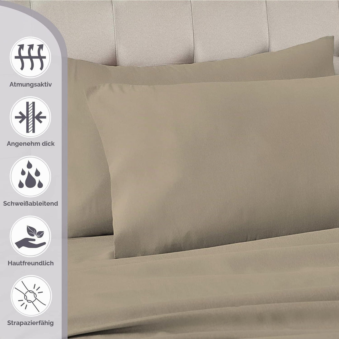 Pizuna Luxuriöser Soft-Satin 2er Pack Kissenbezug 40x80 cm Einfach Taupe, 800 Fadenzahl Baumwolle Qu