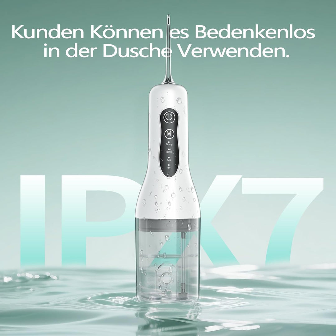 Munddusche Kabellos Elektrischer, Munddusche Testsieger 2025, 40 Tage Laufzeit, IPX7 Wasserdicht, 4