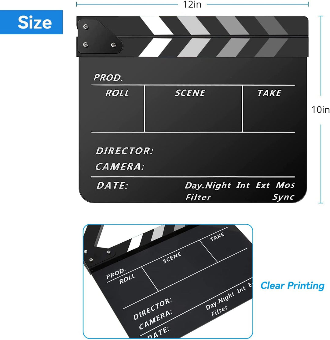 Filmklappe, Szene Acryl Filmklappe,Film Requisiten Schwarz, Mit Kostenloses Kit, Regieklappe Farbstr