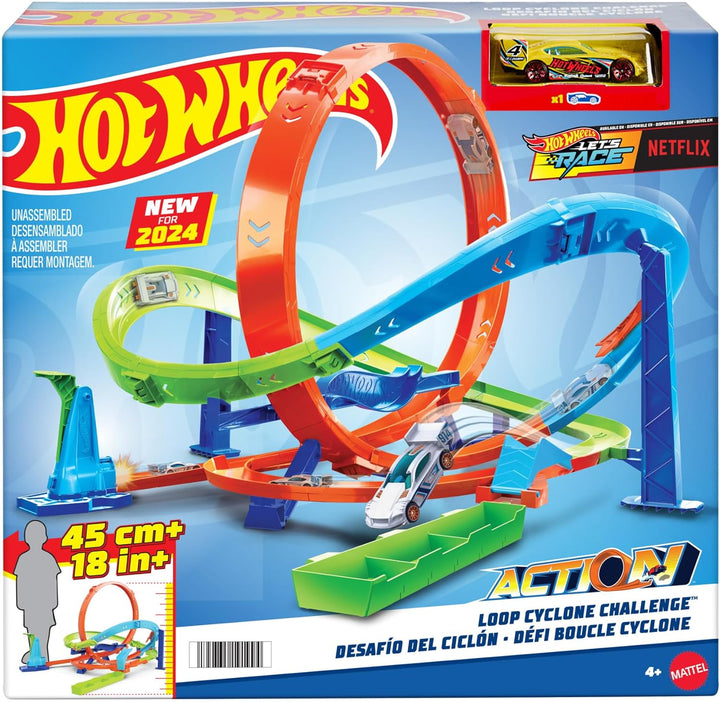 HOT WHEELS Let's Race Netflix - Looping-Zyklon-Challenge - Action-Trackset mit 2 Spielmöglichkeiten,