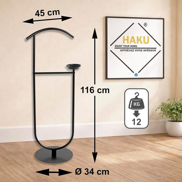 HAKU Möbel Herrendiener schwarz, Metall - Masse: B 45 cm x H 116 cm x T 34 cm, Style: Modern