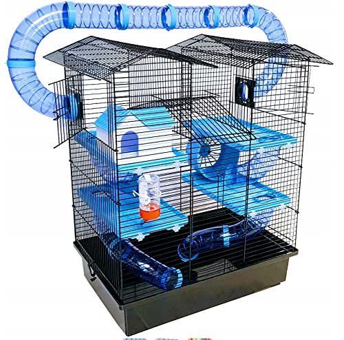 Super Hamsterkäfig, Nagerkäfig, Mäusekäfig, Hamsterburg Käfig CH2 Plus blau Gratis Futternapf …