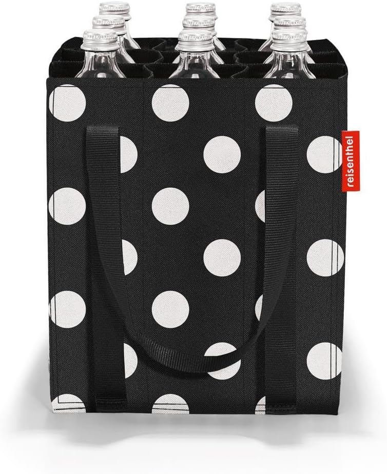 reisenthel bottlebag - 9 Fächer, einfaches Recycling der Flaschen, Tragegurte, Couleur:dots white, D
