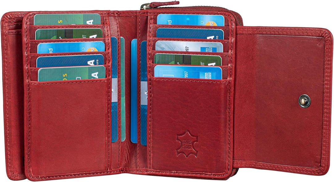 Benthill Damen Geldbörse Gross Echt Leder - Portemonnaie mit RFID Schutz - Portmonee mit vielen Kart
