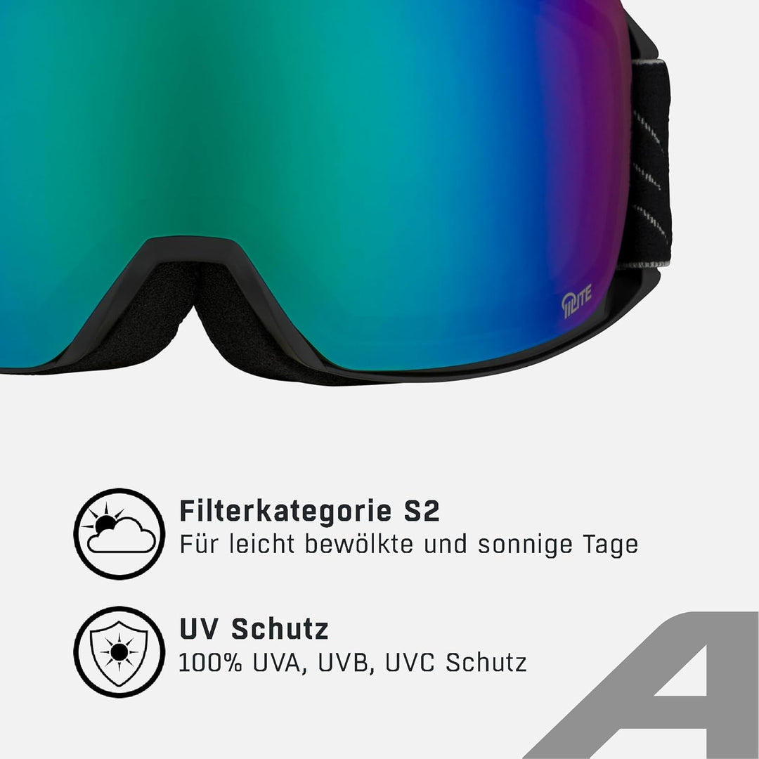 ALPINA Nakiska - hochwerte Skibrille mit kontrastverstärkender Scheibe, Beschlagfreie Sicht und gute