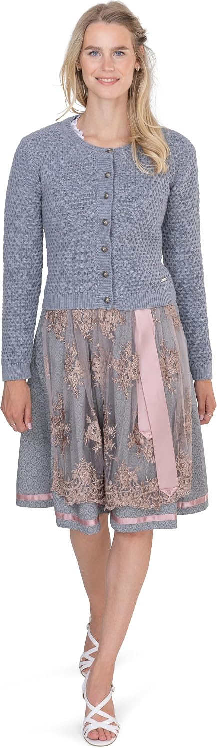 Damen Trachten Strickjacke Jette – Elegante &amp; taillierte Trachtenjacke/Dirndl-Jacke aus Wolle im Lan