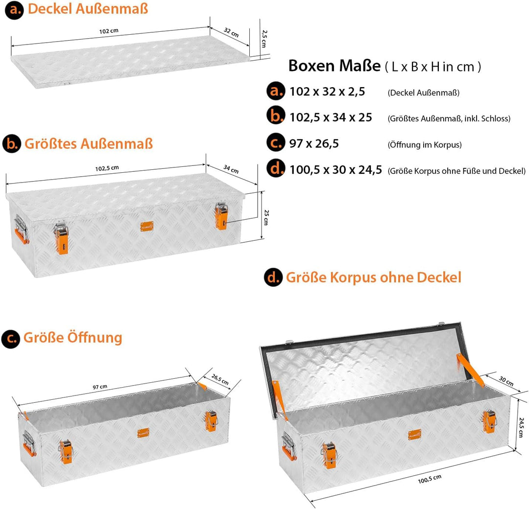 Alubox Werkzeugkiste Riffelblech ABX-RL75 Aluminium 1,5mm Werkzeugkiste leicht und robust 75 Liter 0