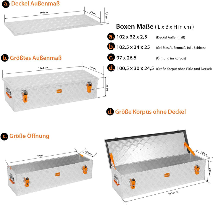 Alubox Werkzeugkiste Riffelblech ABX-RL75 Aluminium 1,5mm Werkzeugkiste leicht und robust 75 Liter 0