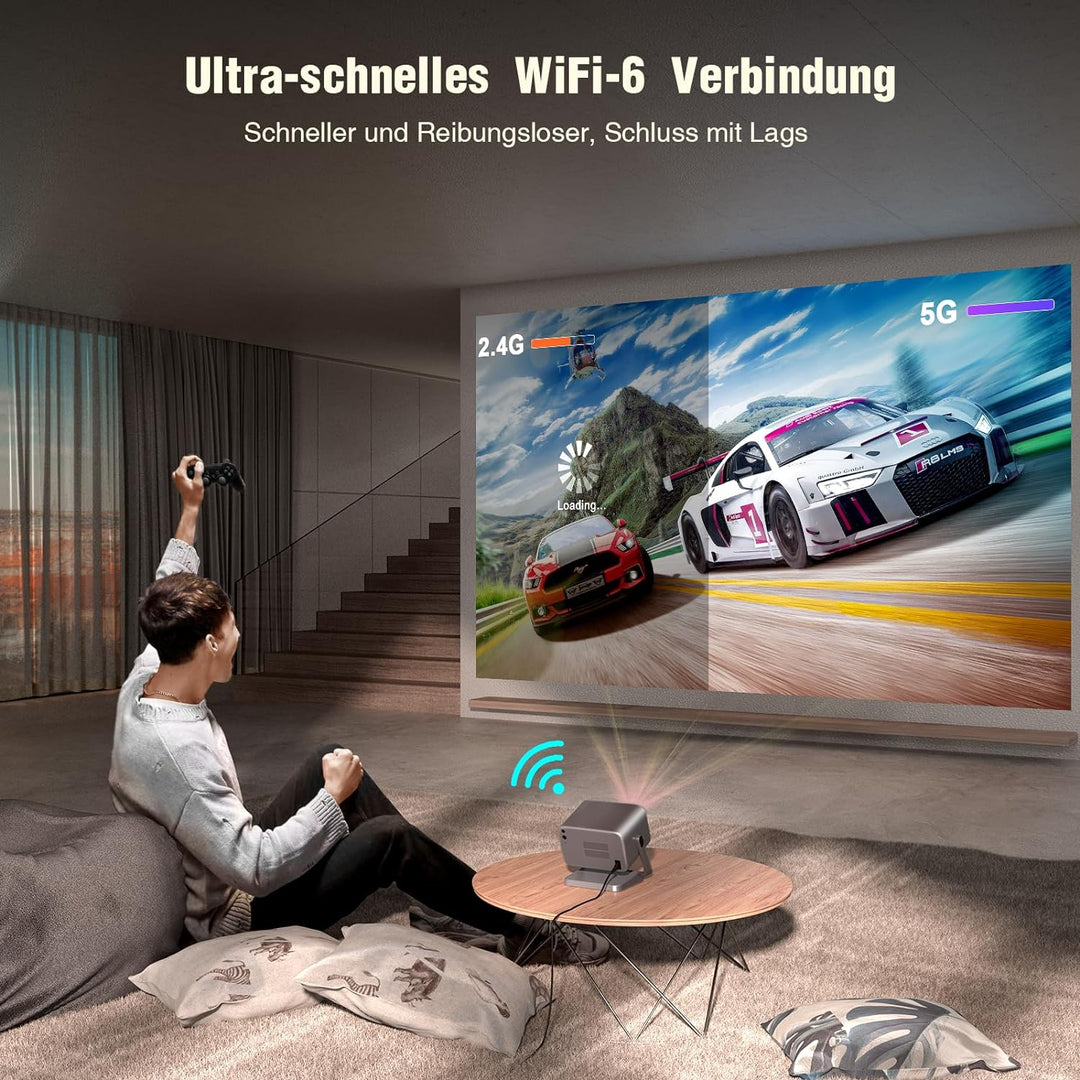 【Netflix Offiziell & Dolby Audio】 Smart Beamer, Autofokus/Trapezkorrektur 4K Unterstützt, VOPLLS 250