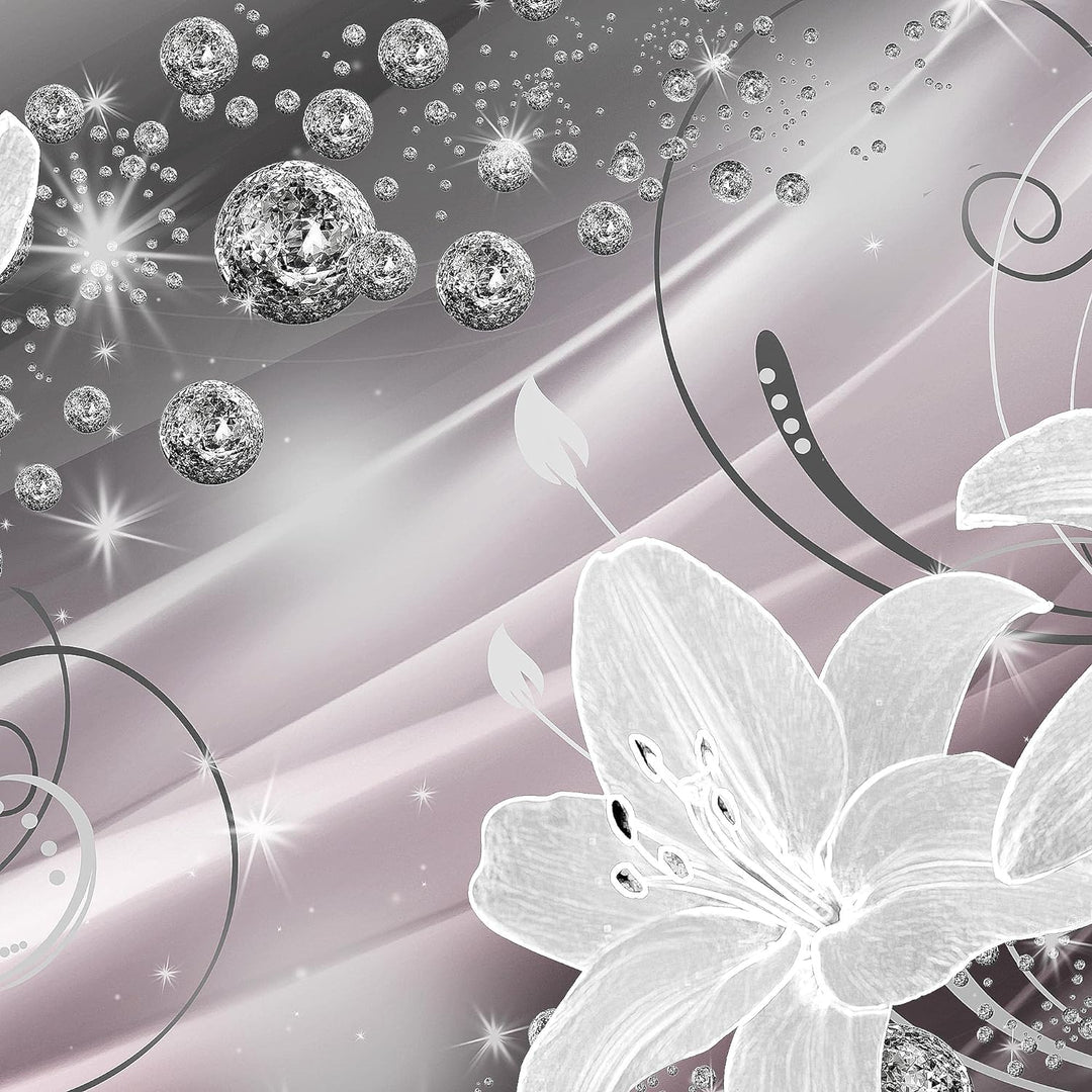 Runa Art Wandbilder Blumen Lilien 5 Teilig Bild auf Vlies Leinwand Deko Wohnzimmer Abstrakt Schwarz
