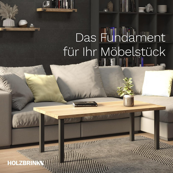 HOLZBRINK Tischbeine Eckig, Möbelfüsse aus Quadratrohr 40x40 mm, Höhe 100 cm, Schwarz, 4 Stück, HLT-