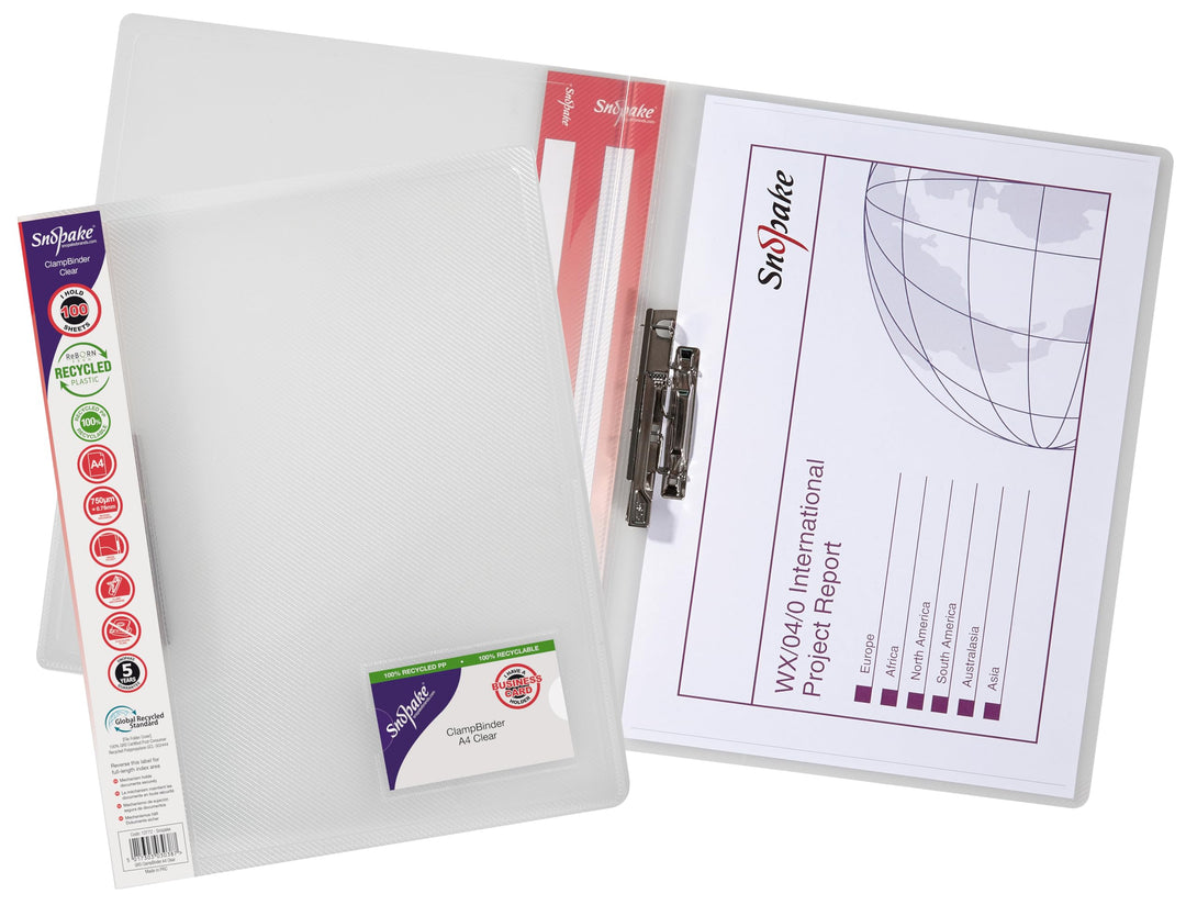 Snopake Original Klemmordner A4 10 Stück transparent farblos, farblos