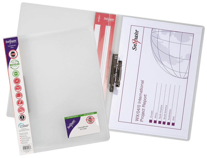 Snopake Original Klemmordner A4 10 Stück transparent farblos, farblos