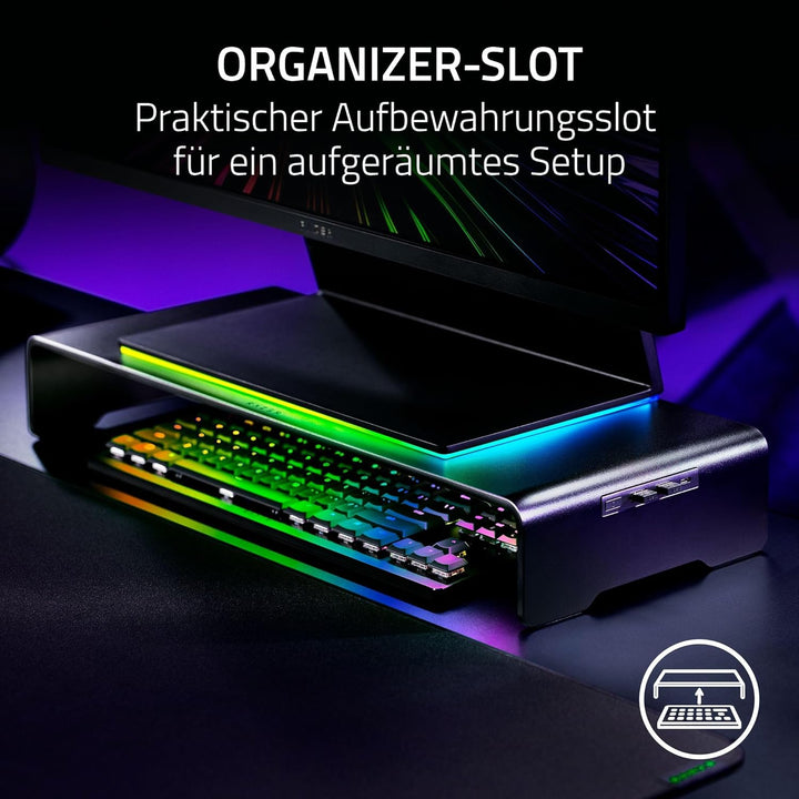 Razer Monitor Stand Chroma - Aluminium Monitor Ständer mit 4-fach-USB-C Hub mit Chroma RGB (50cm x 2