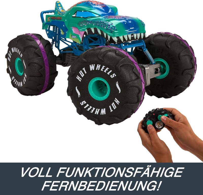 Hot Wheels Monster Trucks Ferngesteuertes Auto, Mega-Wrex im Massstab 1:6, extragrosser Ferngesteuer