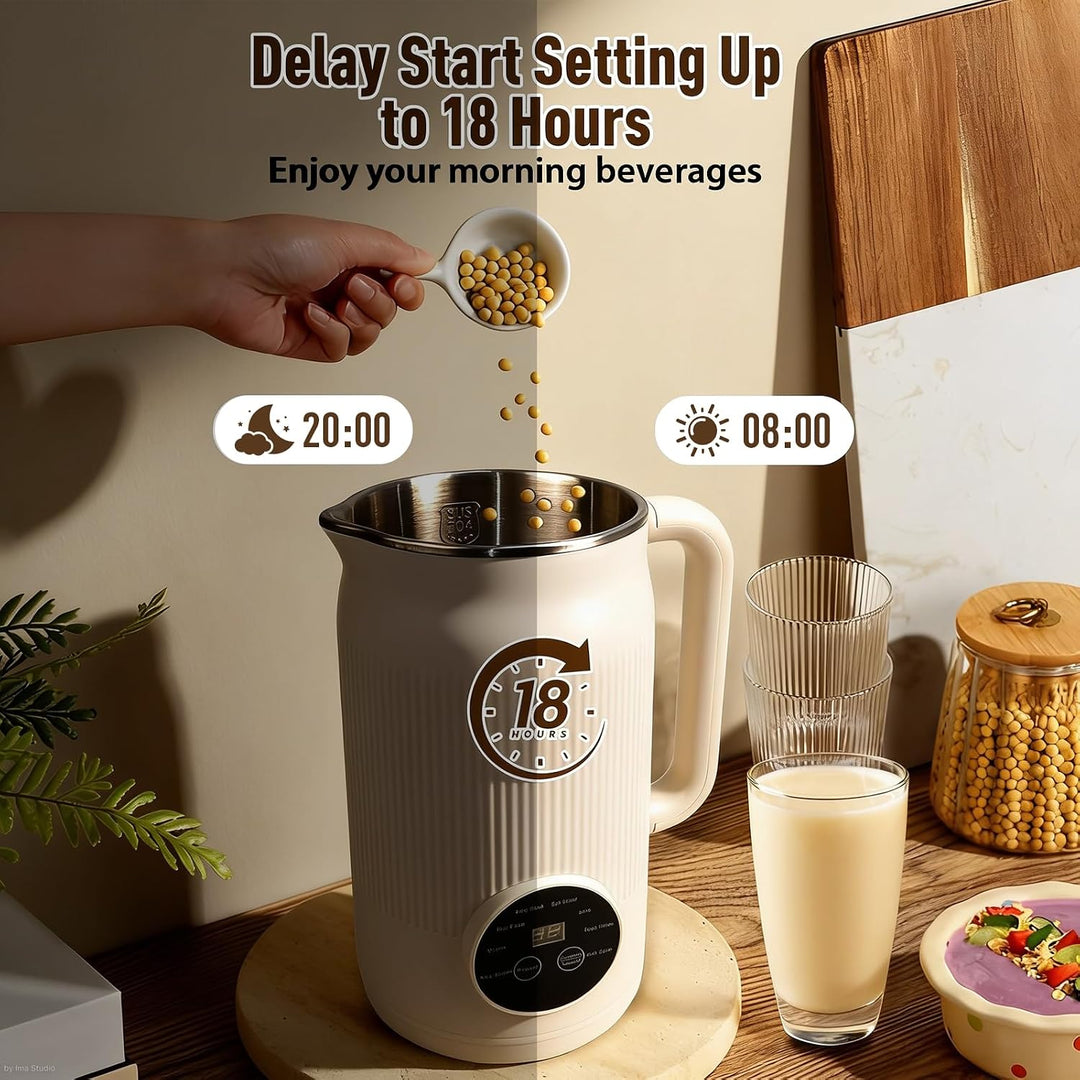 Sojamilch Hersteller 1200ml, Nussmilchmaschine 8 Modi, Automatische Mandelmilchmaschine mit Verzöger