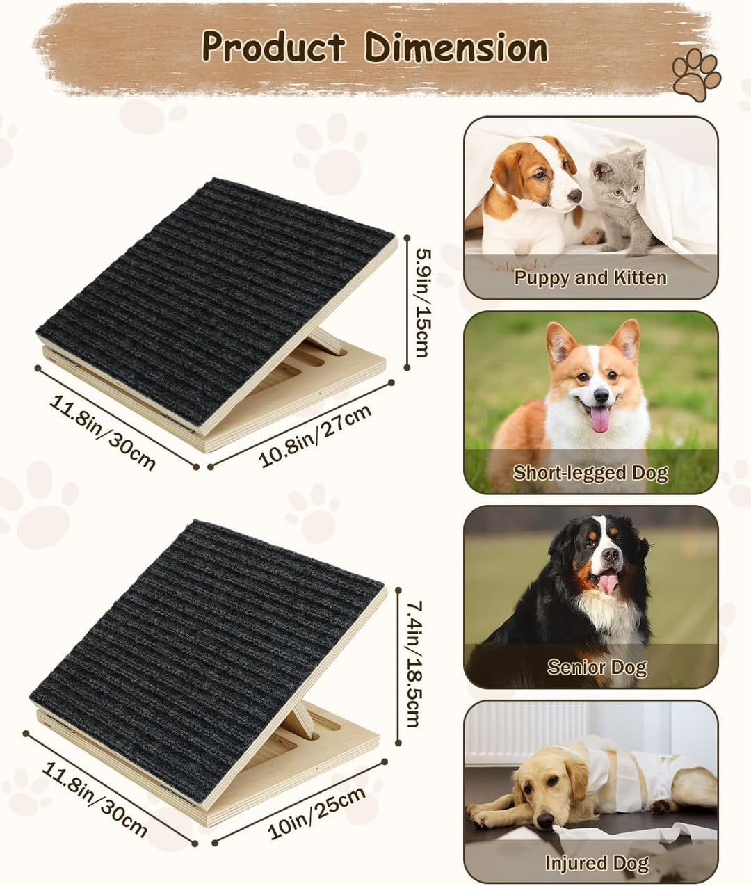 Okydoky Klappbare treppen für Hunde, Rampe Hund treppe,rutschfeste, 4 Pack für kleine oder mittlere