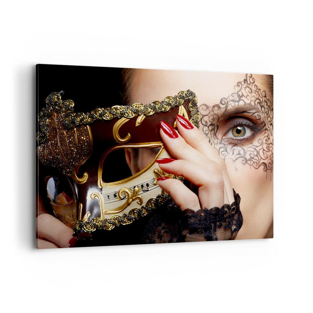 Bilder auf Leinwand 100x70cm Leinwandbild Frau Mode Venedig Maske Gross Wanddeko Bild Schlafzimmer K