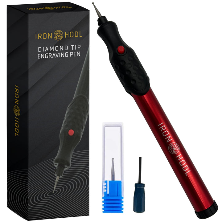 IRON HODL - Gravierstift mit Diamantspitze für Metall, Keramik, Glas gravieren - 2X AAA Batteriebetr