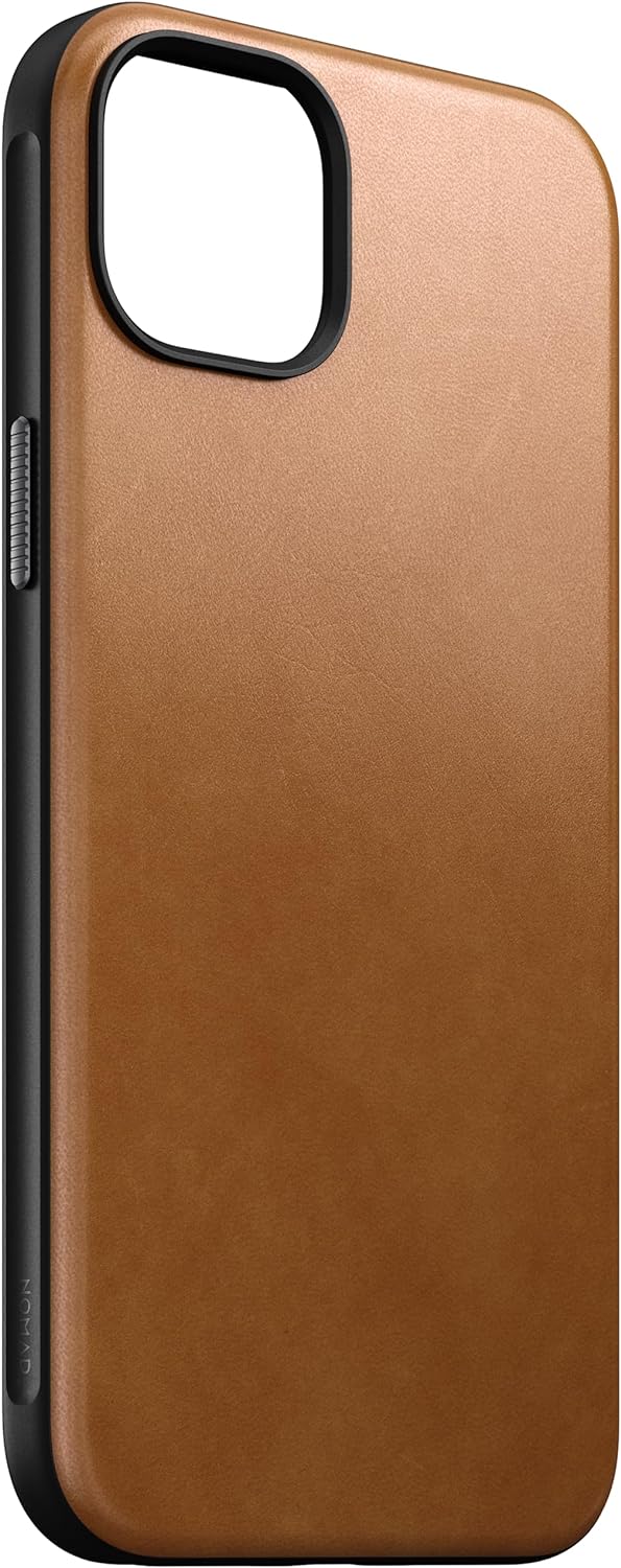 NOMAD Modern Leather Case | für iPhone 15 Plus | Schutzhülle aus Polycarbonat und hochwertigem Echtl