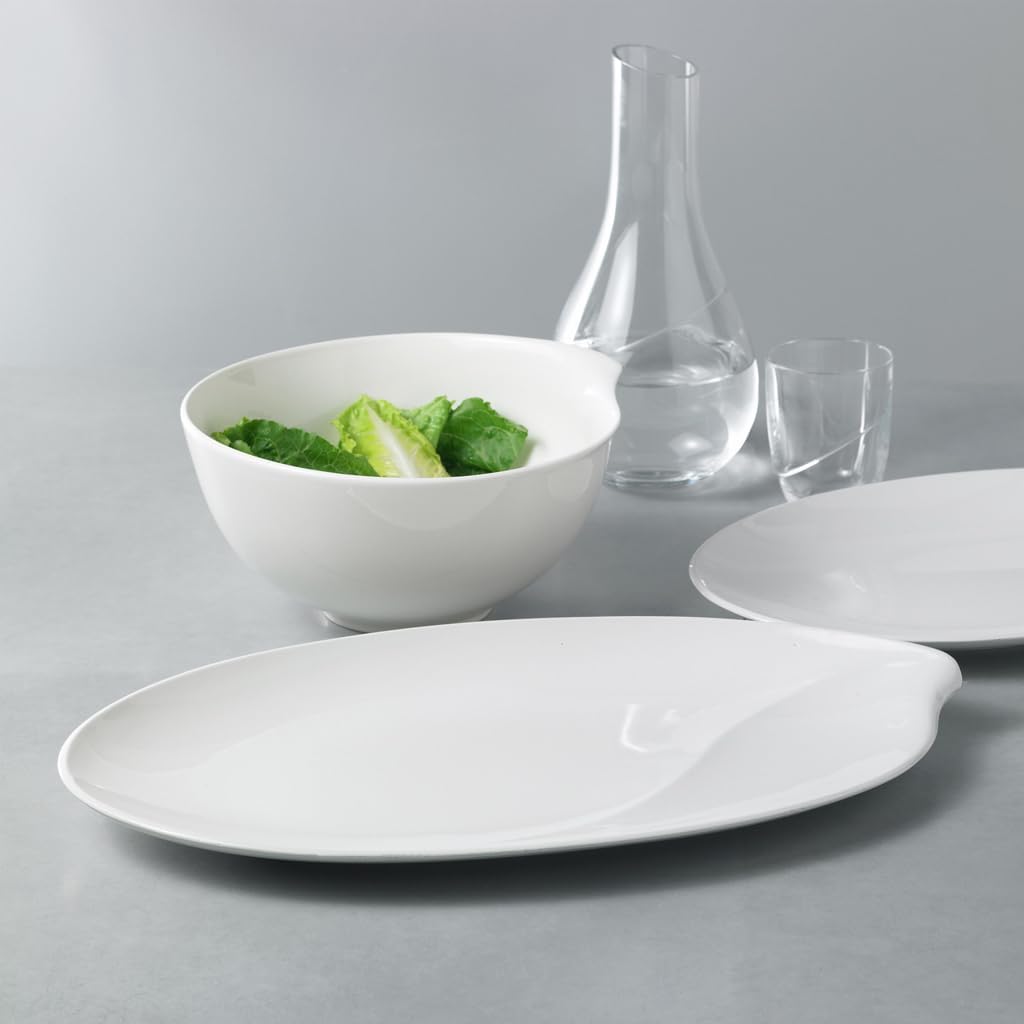 Villeroy und Boch Flow Ovale Servierplatte, 36 cm , Premium Porzellan, Weiss Flow 36cm Ovale Servier