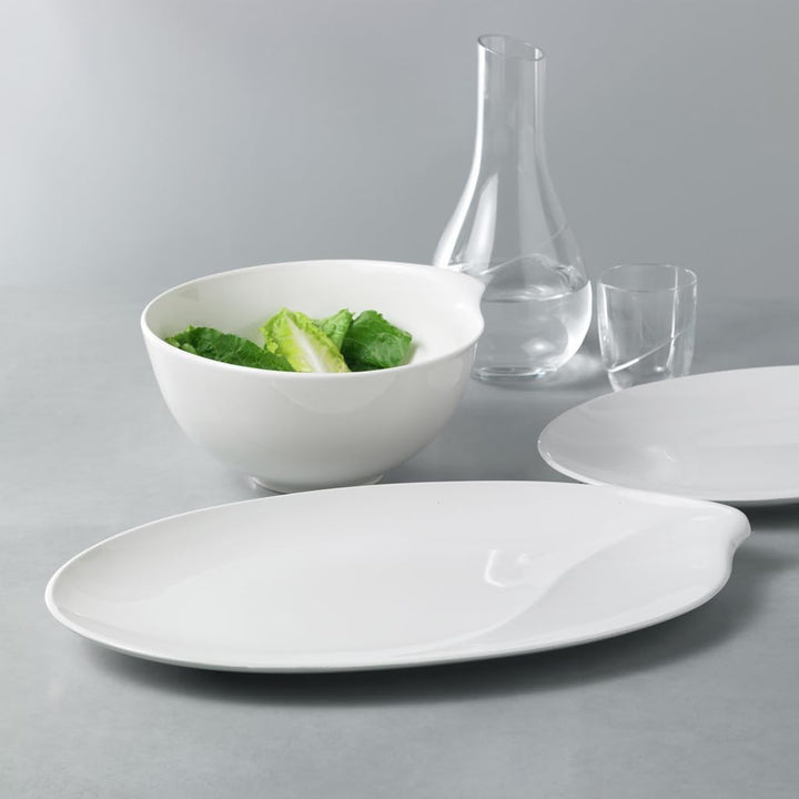 Villeroy und Boch Flow Ovale Servierplatte, 36 cm , Premium Porzellan, Weiss Flow 36cm Ovale Servier