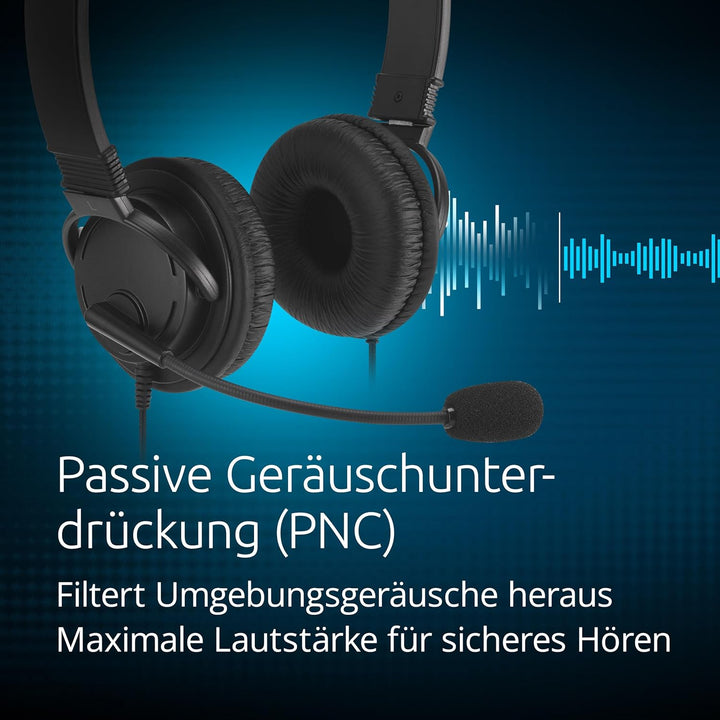 Kensington Klassisches EQ USB-C Headset mit Mikrofon und Lautstärkeregler, 1,8 m geflochtenes Nylonk
