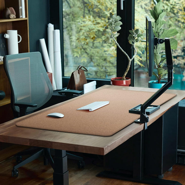 Cacoy 120x60cm Doppelseitige Schreibtischunterlage, XXL Gross Mauspad, Braun | Multifunktionale Schr