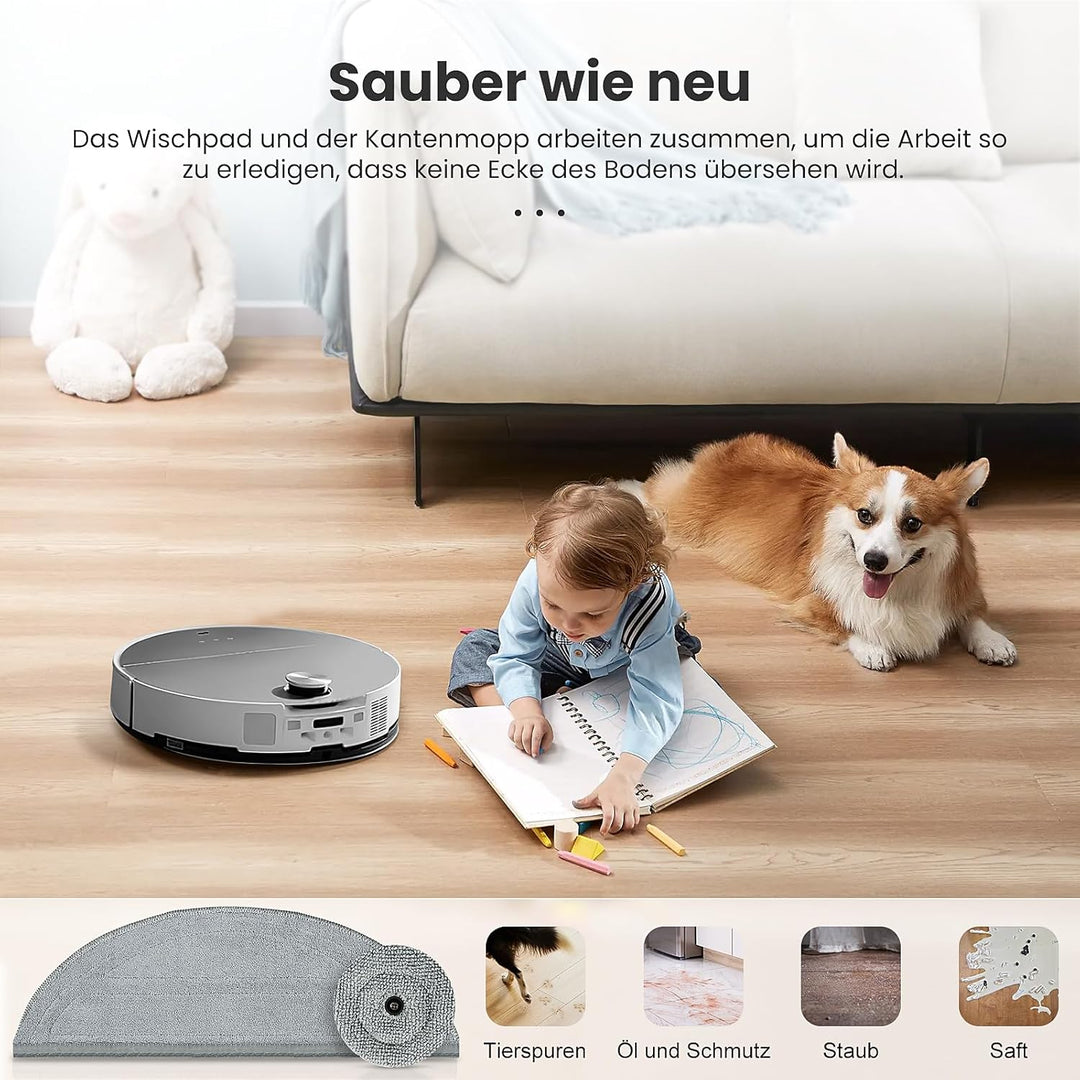 12 Stück Wischtücher Set für Roborock Saros 10 Saugroboter, 6 Wischtuch und 6 Seitenwischer, Silberi