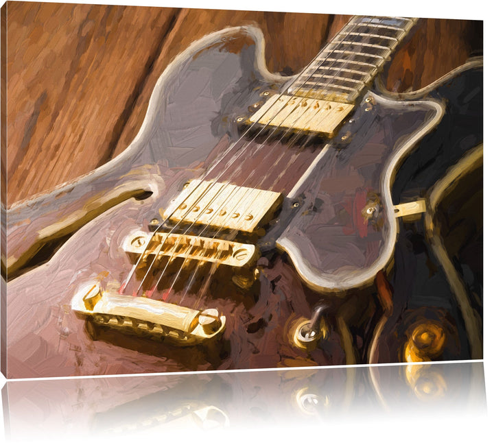E-Gitarre Pinsel Effekt, Format: 100x70 auf Leinwand, XXL riesige Bilder fertig gerahmt mit Keilrahm