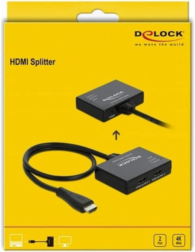 Delock 87747, HDMI Splitter 1 x HDMI in > 2 x HDMI Out 4K 60 Hz (Unterstützt HDR, High Speed HDMI Sp