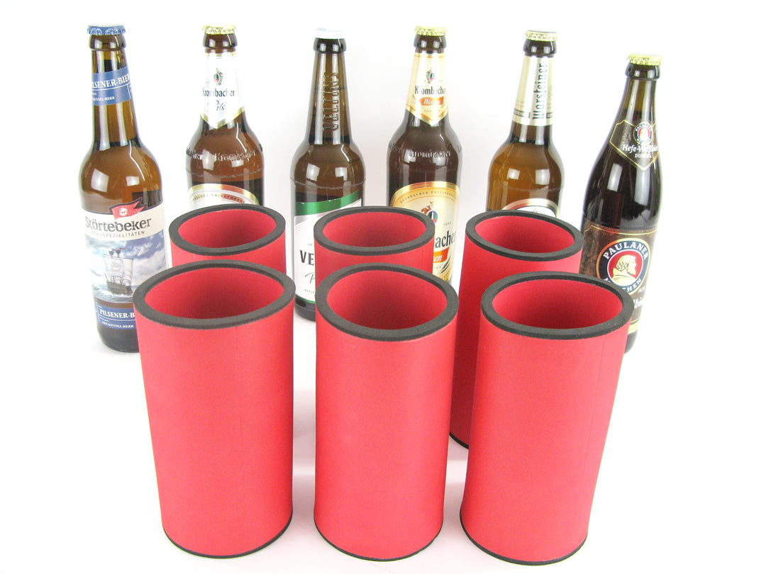 6er Set rote Getränkekühler 0,5l Flasche - Bierkühler - Neoprenkühler - passgenau ~Flaschenkühler~ f