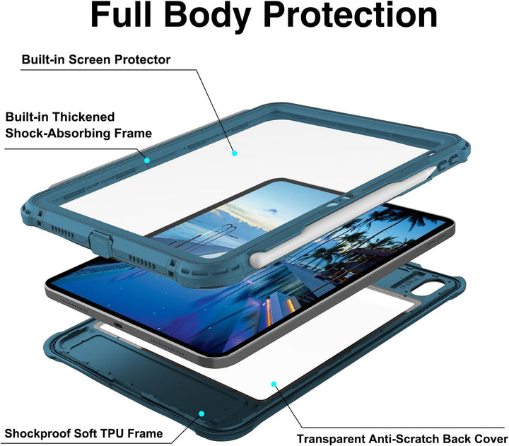MRUOZRUI Hülle für iPad 10. Generation wasserdichte, stossfeste, sturzsichere Ganzkörper-Schutzhülle
