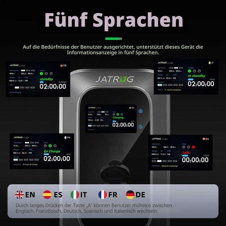 Schnellladestation 7KW für Elektroautos - EV-Ladegerät einphasig Typ 2 32A 8M - Norm IEC 62196-2 - W