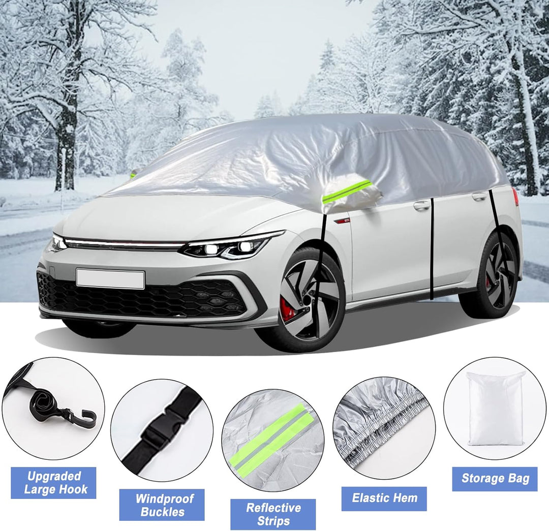 CICMOD Halbgarage Auto, Winter Autoabdeckung für EIS Sonne Staub Schutz Halbgarage Auto Abdeckplane