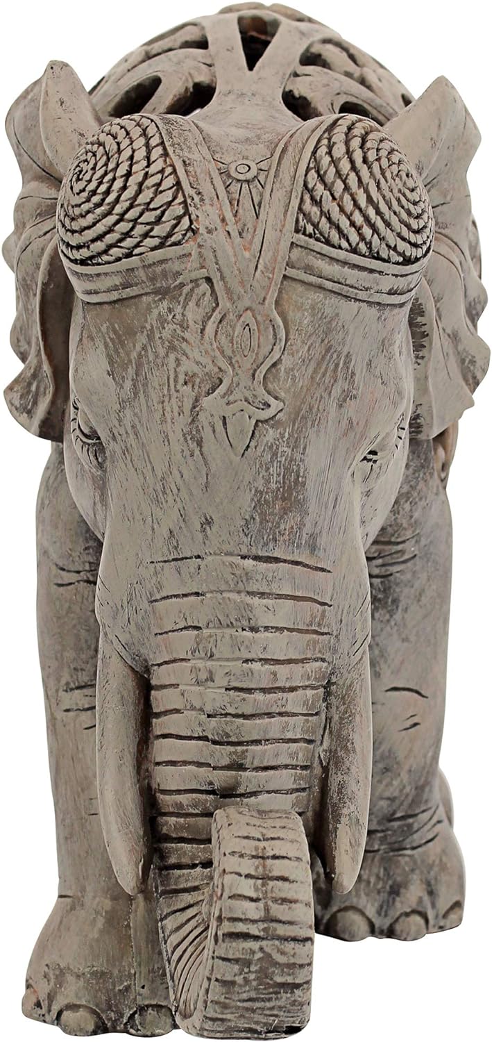 Design Toscano Anjan der Elefant indische Deko Jali Tierstatue, 30.5 cm, Gotischer Stein