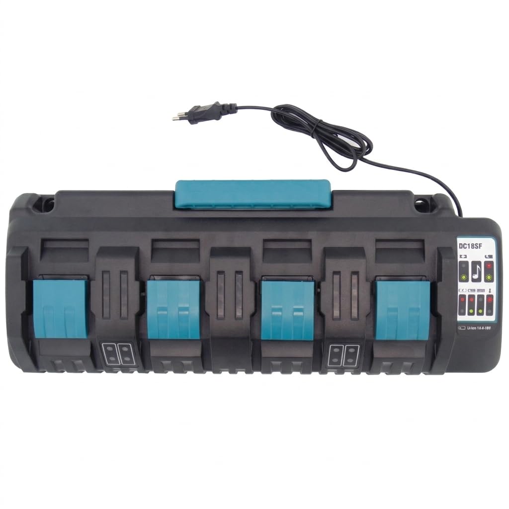 14,4 V–18 V Ladegerät, 4 Anschlüsse, Ersatz für Makita DC18SF Ladegerät Ladegerät-18V-LXT-Serie-4-Po