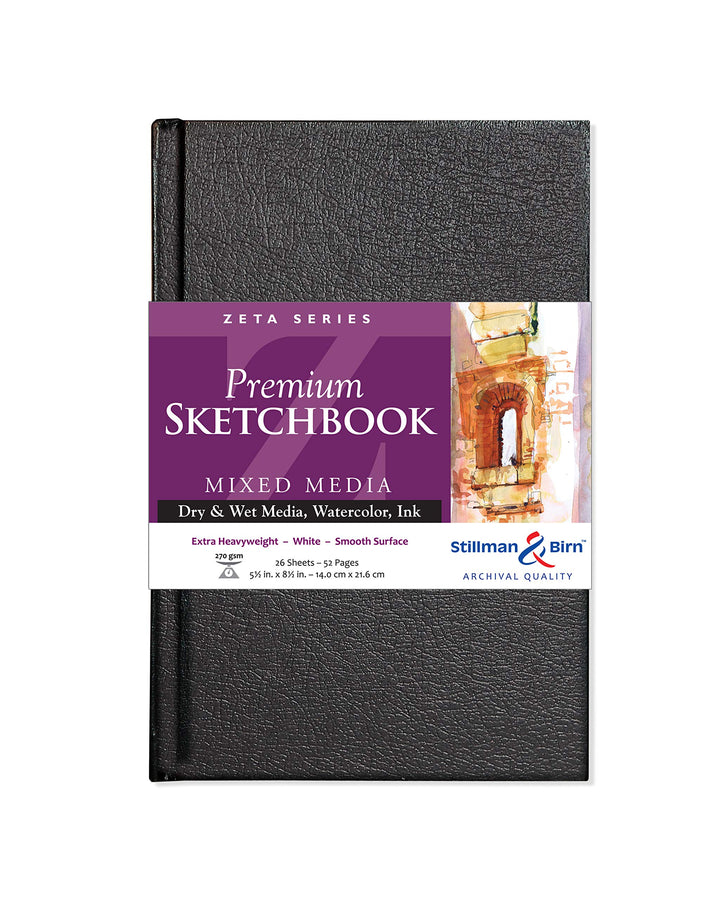 Stillman & Birn Zeta Hardbound Skizzenbuch, schwer, 81,6 kg, Naturweiss, 25 Blatt, 5,5 x 8,5 cm 5.5"