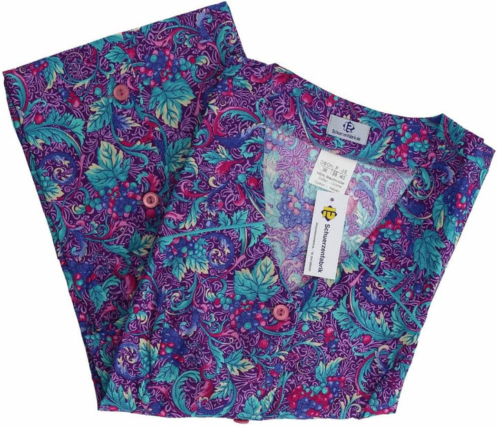 Knopfkittel Baumwolle bunt Kochschürze Hauskleid Kittel Schürze ohne Arm 42 bordeauxviolett, 42 bord