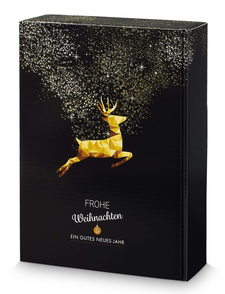 5 Stück/Set. Wein Flaschen Geschenkkarton 3er Schwarz & Gold zu Weihnachten