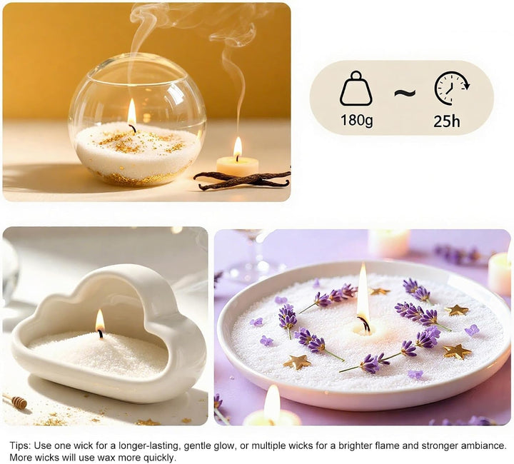 CandHeal Kerzensand mit Dochte &amp; Glas, Rose Pearled Candle | Romantik &amp; Wohlfühlen, 3-farbiger pflan