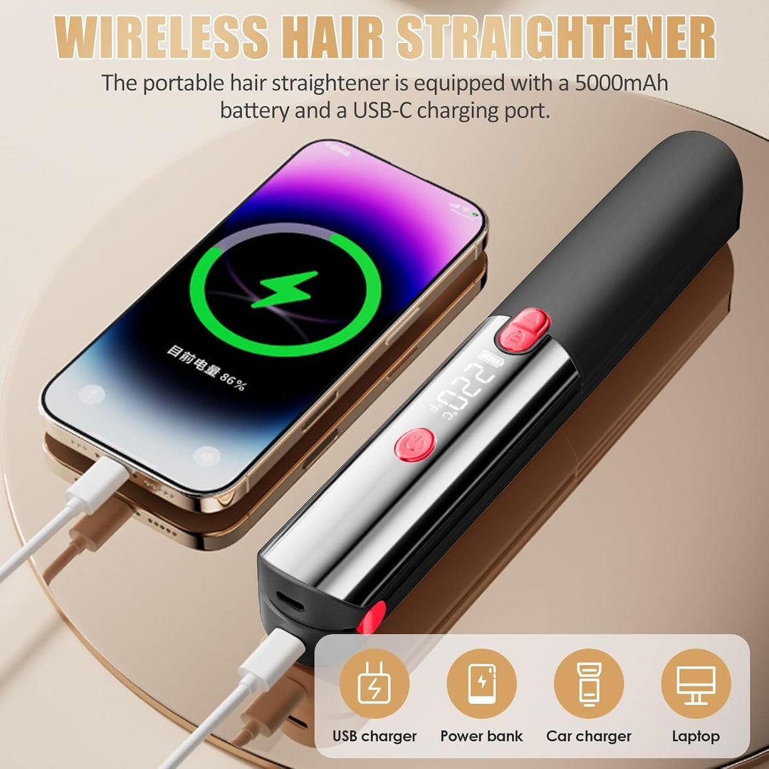 Mini Glätteisen, Air Haarglätter, Ionen Air Glätteisen, Tragbarer Reise-Haarglätter, LCD-Display, 16