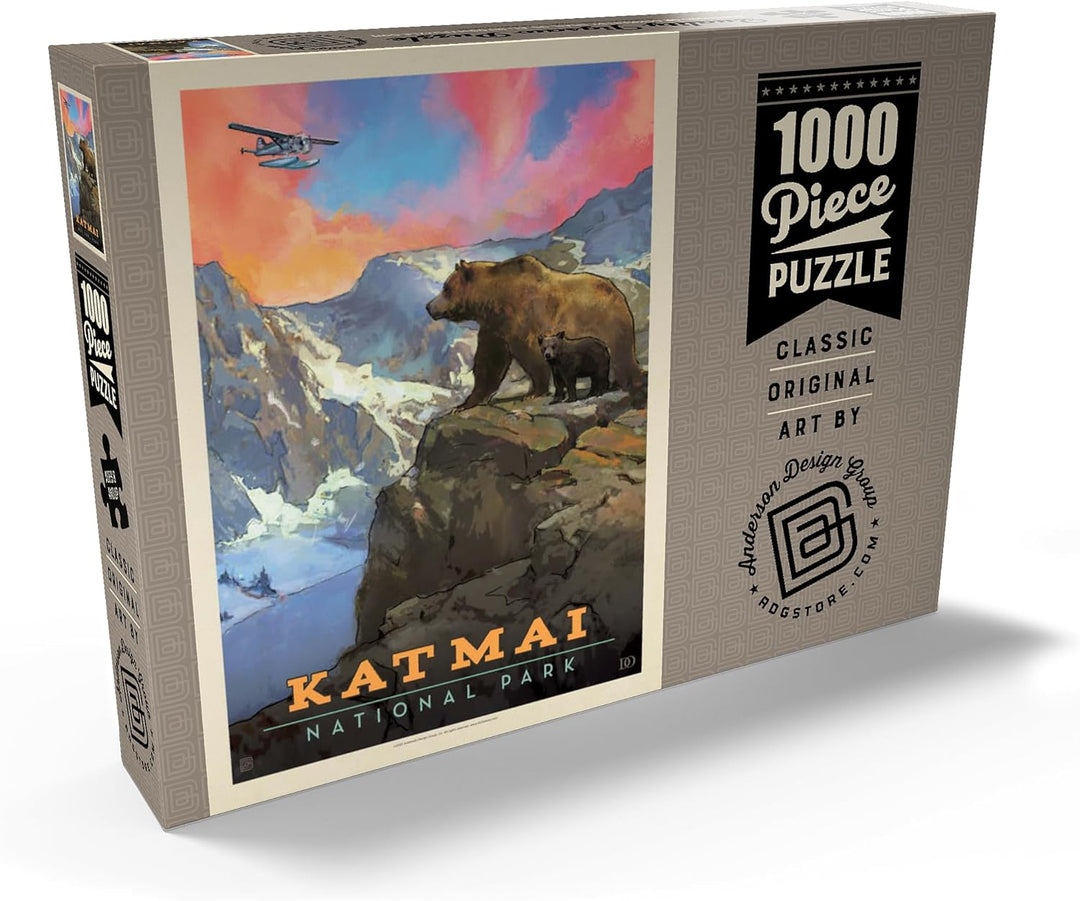 Katmai National Park: Mountain View, Vintage Poster - Premium 1000 Teile Puzzle - MyPuzzle Sonderkol